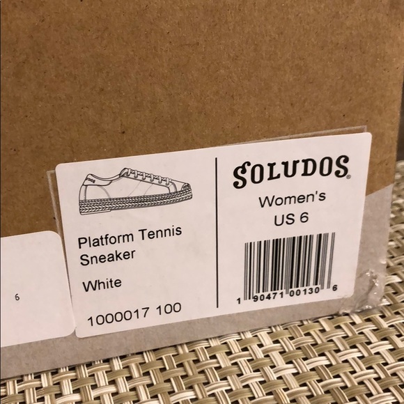 NWT Soludos White Platform Tennis Sneaker - Picture 7 of 7